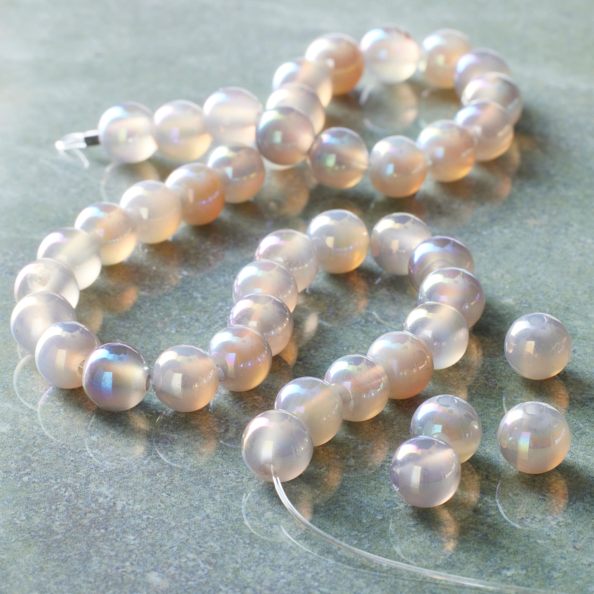 12 Pack: Gray Electroplated Agate Round Beads, 6mm by Bead Landing™